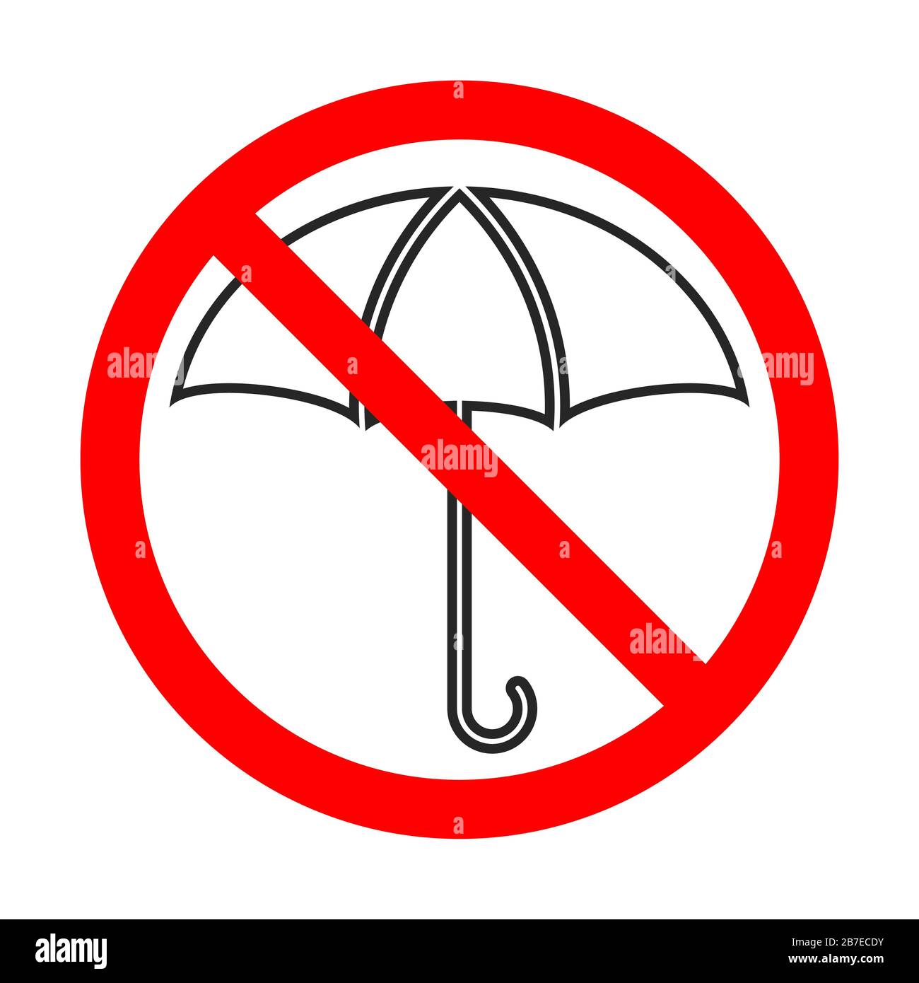 Sign of prohibition of a umbrella. Forbidden umbrella sign. Stop