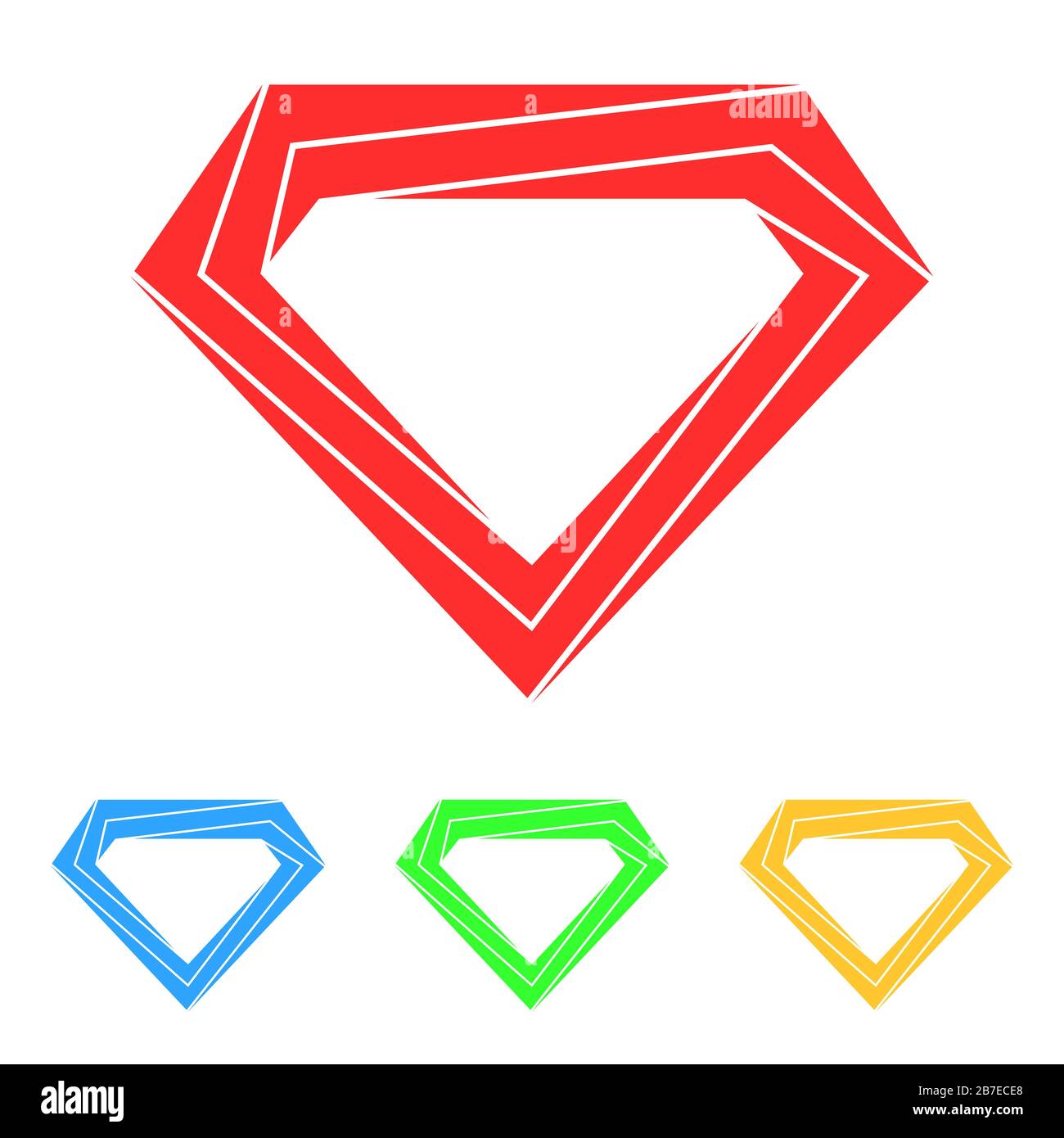 Set of abstract diamond icons. Color diamond symbols in flat design ...