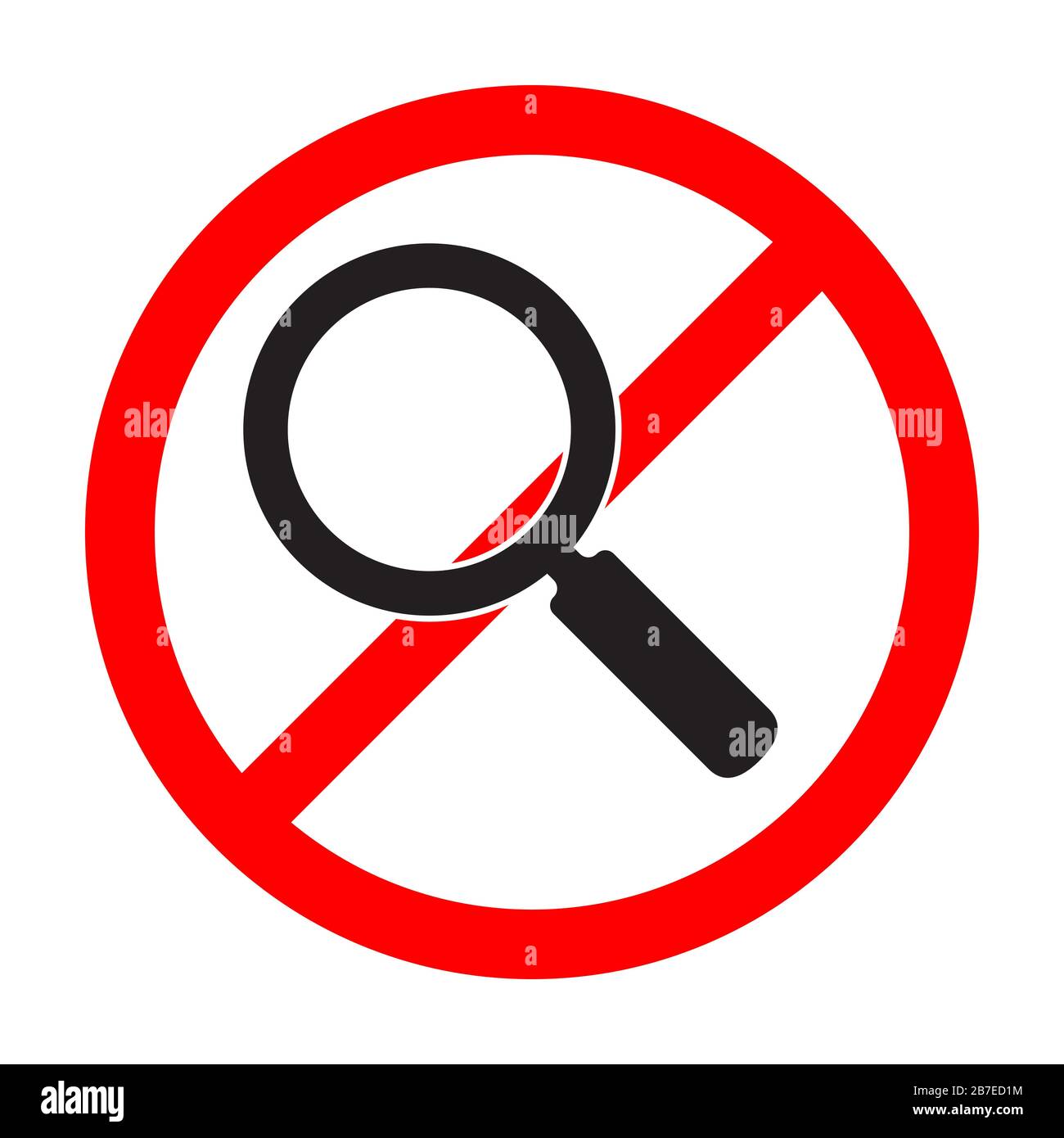 Stop magnifier sign isolated. Forbidden of magnifier sign. Sign of ...