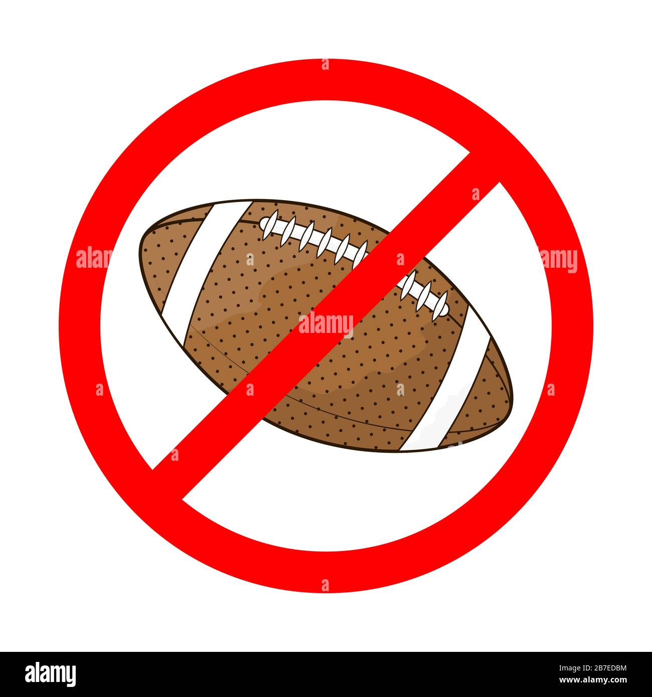 Rugby is forbidden. Rugby ball is forbidden. Red prohibition sign of ...