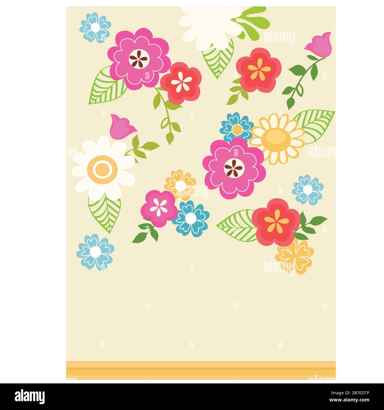Cute print on the theme of summer or spring with images of birds and ...