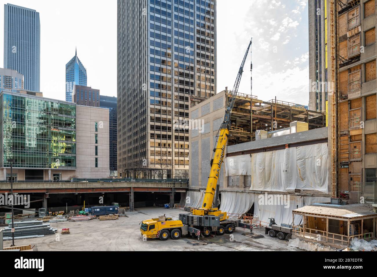Chicago Tribune building under renovation Stock Photo