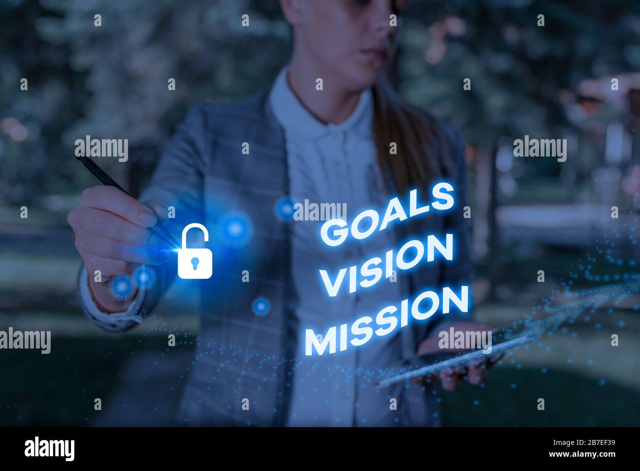 Writing note showing Goals Vision Mission. Business concept for ...