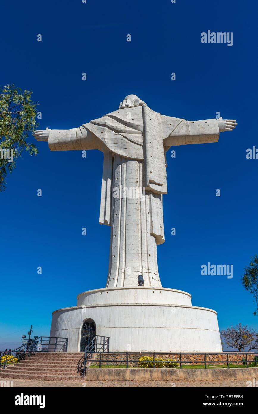 Statue Christo de la Concordia on  the mountain Serrania de San Pedro,  city of Cocabamba, department Cochabamba, Bolivia, Latin America Stock Photo