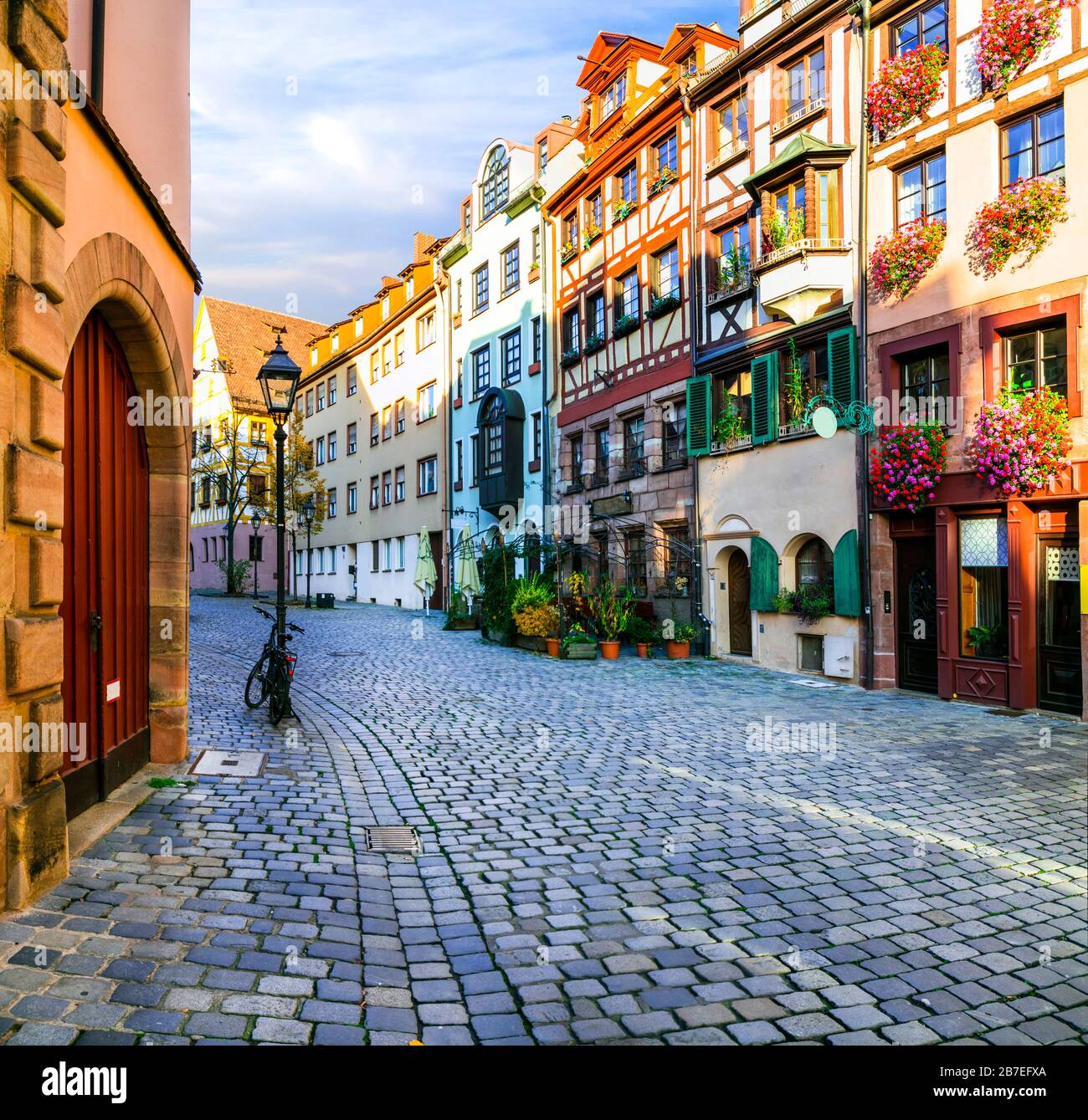 Traditional colorful houses in Nuremberg old town,Germany. Stock Photo
