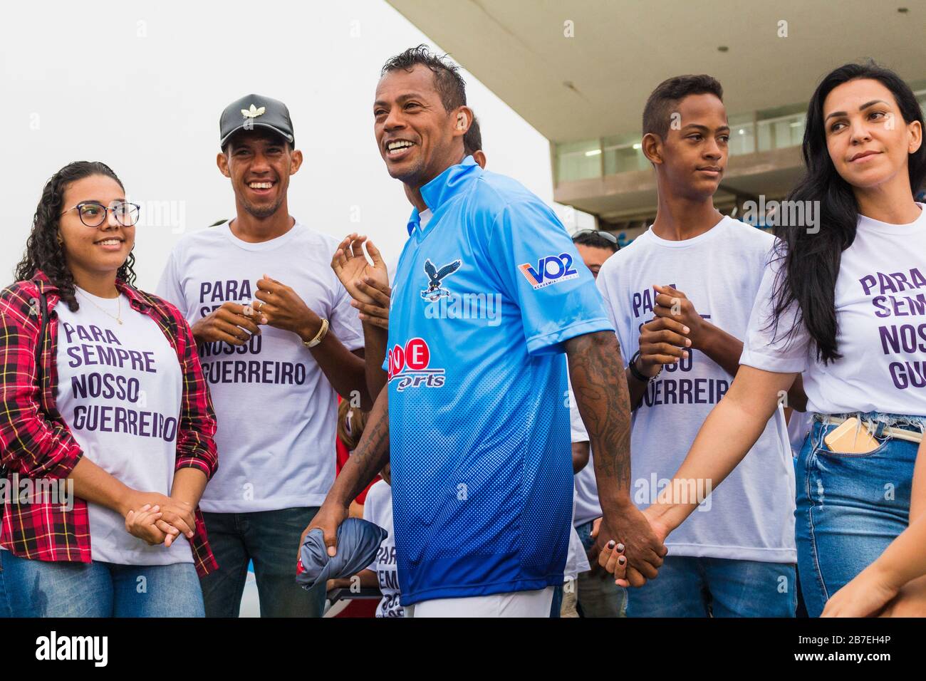 Campina Grande, Brazil. 15th Mar, 2020. Marcelinho Paraíba gives an  interview during a game between Perilima and Centro Sportivo Paraibano  (CSP), held this Sunday afternoon (15th) at the Ernani Sátyro stadium in