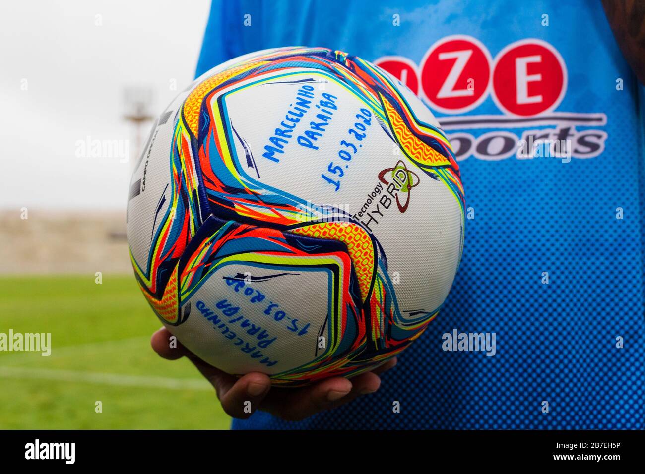 Campina Grande, Brazil. 15th Mar, 2020. Marcelinho Paraíba gives an  interview during a game between Perilima and Centro Sportivo Paraibano  (CSP), held this Sunday afternoon (15th) at the Ernani Sátyro stadium in