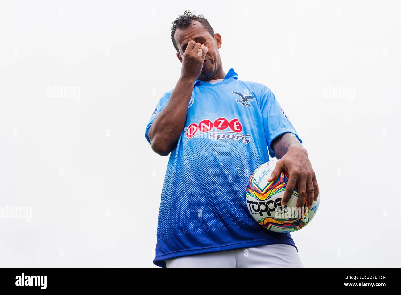 Campina Grande, Brazil. 15th Mar, 2020. Marcelinho Paraíba enters the field  before the start of the game between Perilima and Centro Sportivo Paraibano  (CSP), held this Sunday afternoon (15th) at the Ernani