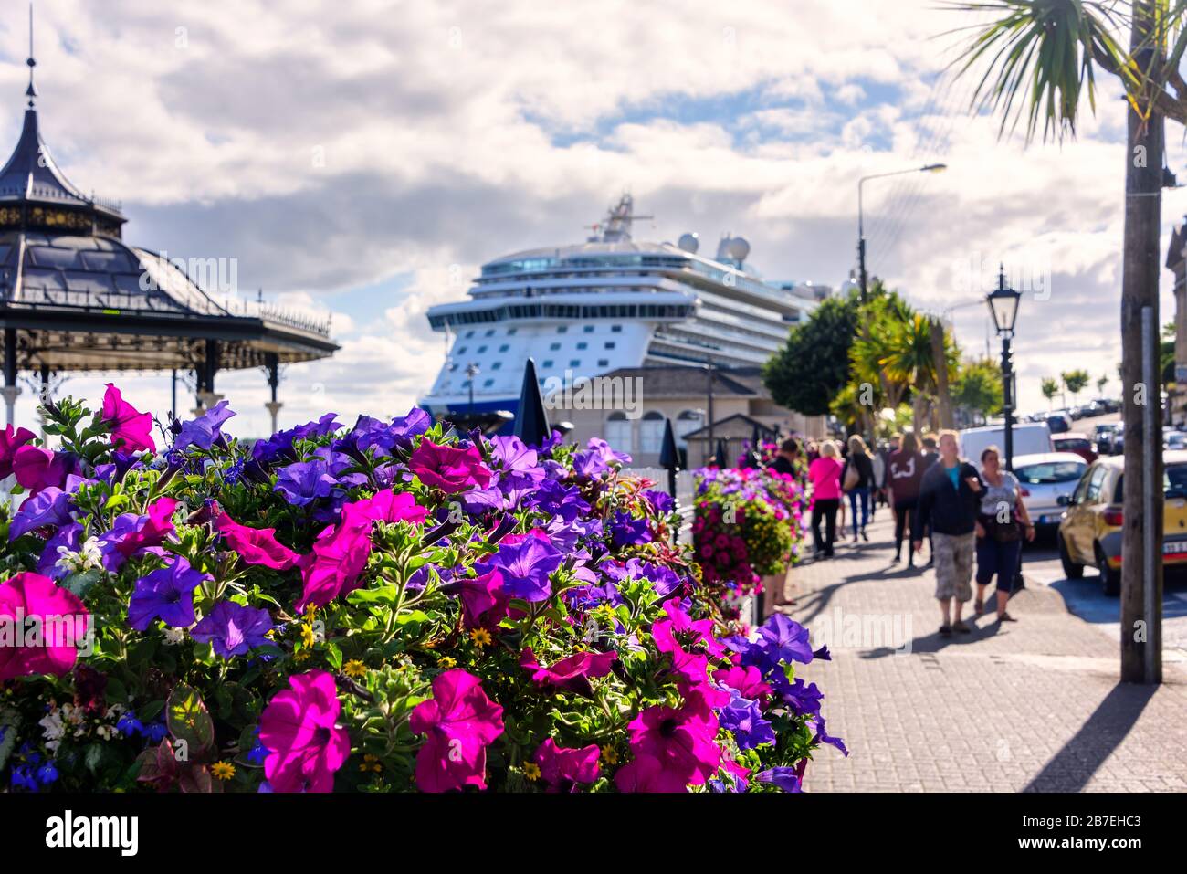 Cork, Ireland - August 7, 2018:  The Royal Princess anchored in the Port of Cobh, in Cork County, Ireland as part of a British Isle tour. Stock Photo