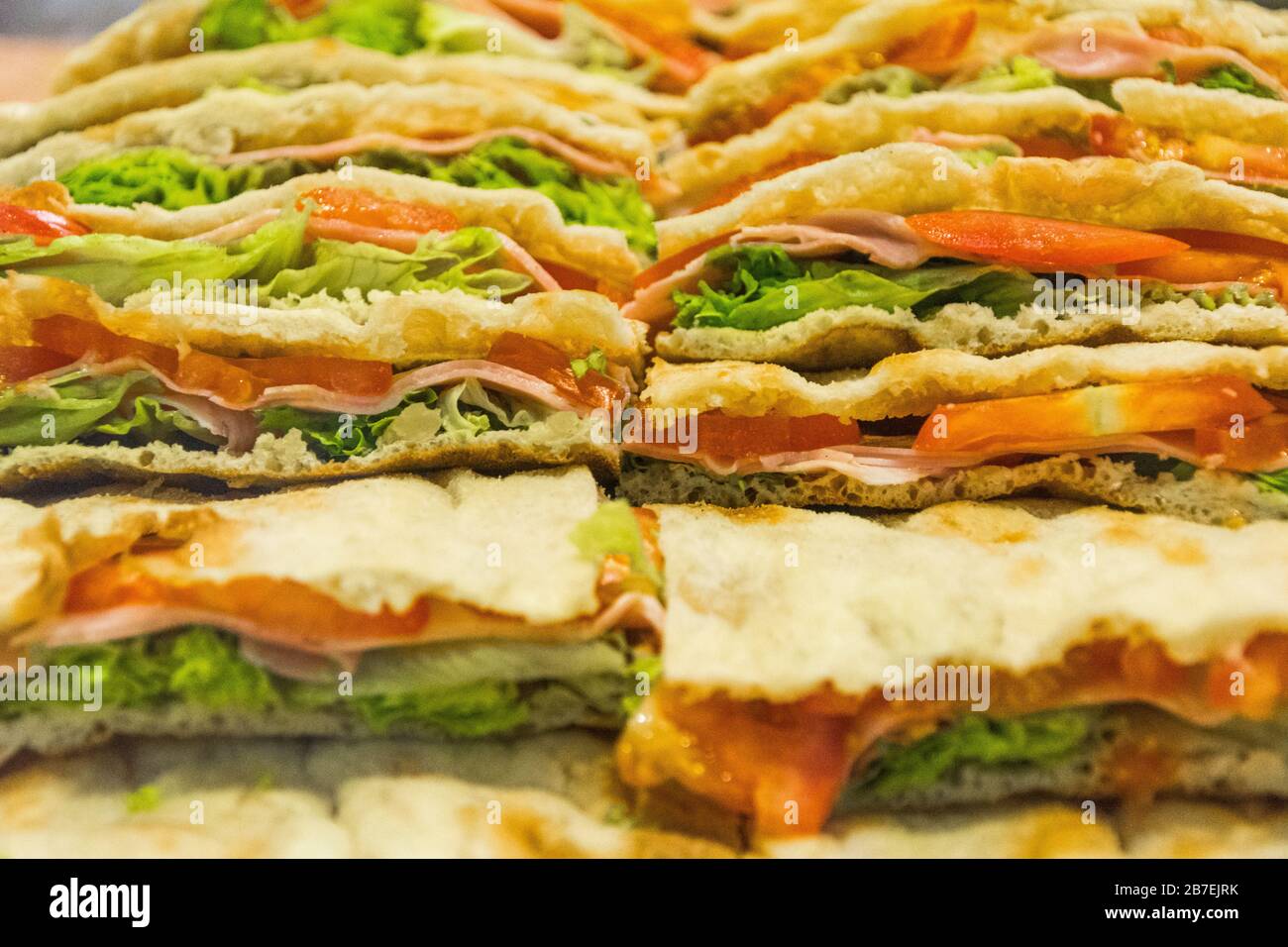 Pita sandwich with greens and tomatoes Stock Photo