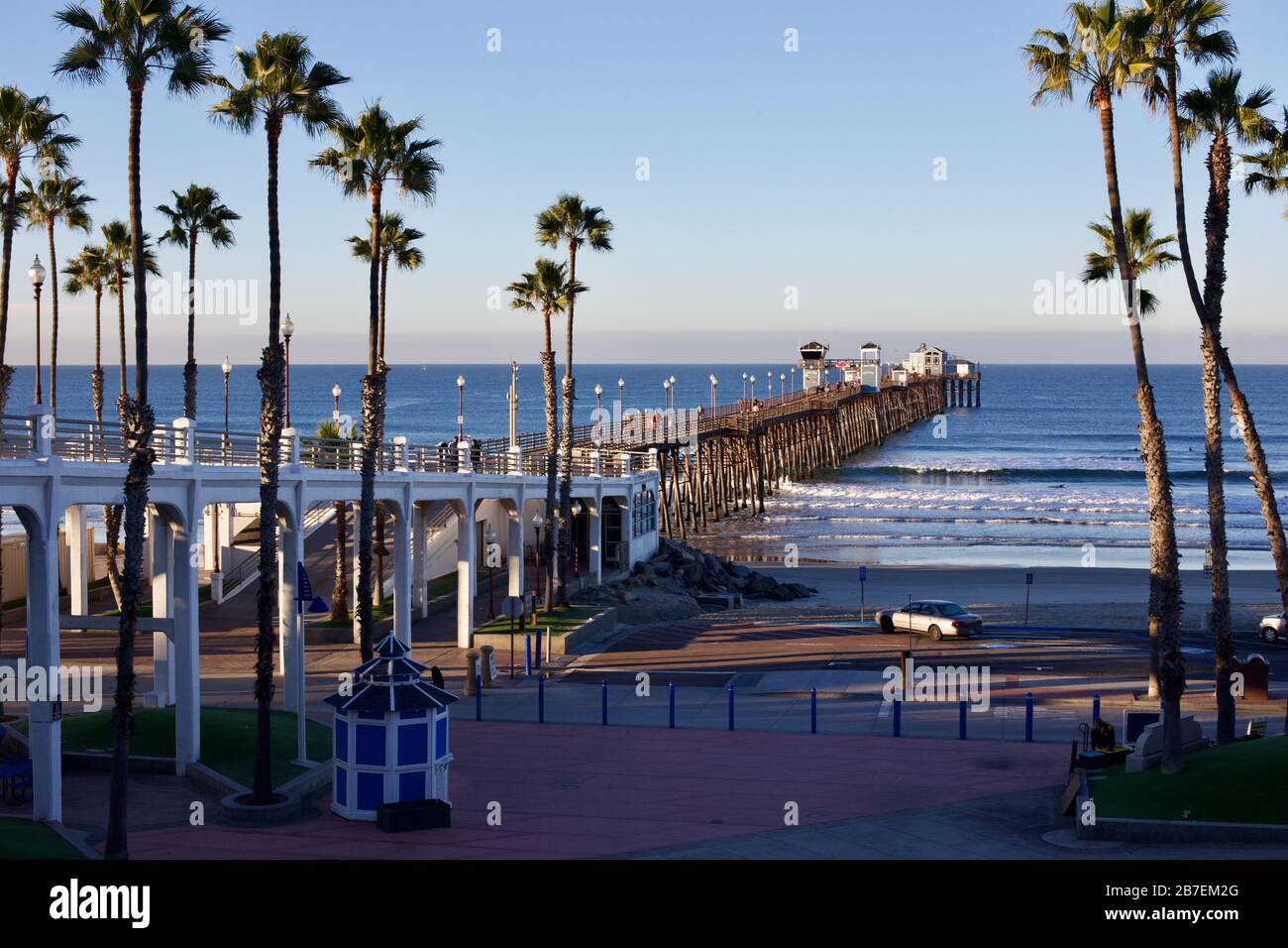 Oceanside California pier and beach Stock Photo