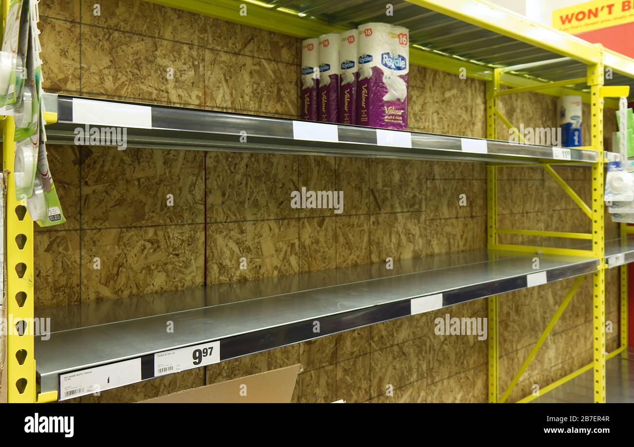 Vancouver, Canada March 15,2020Empty No Frills store shelves show
