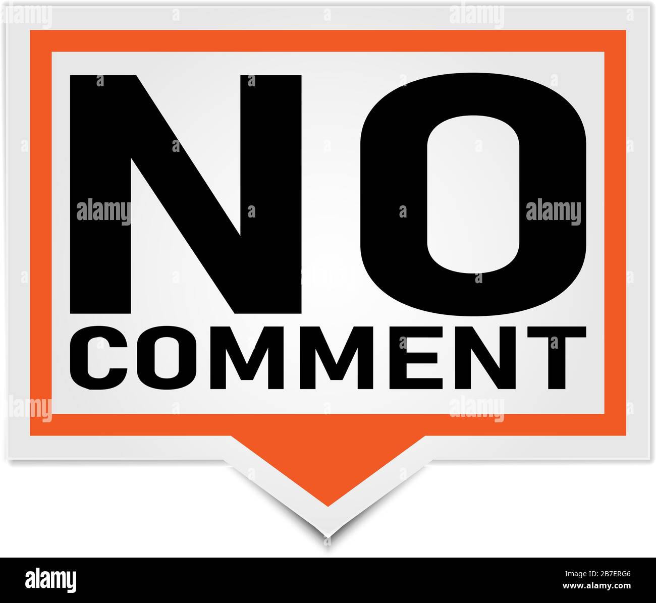 no comment orange 3d square isolated speech bubble Stock Vector