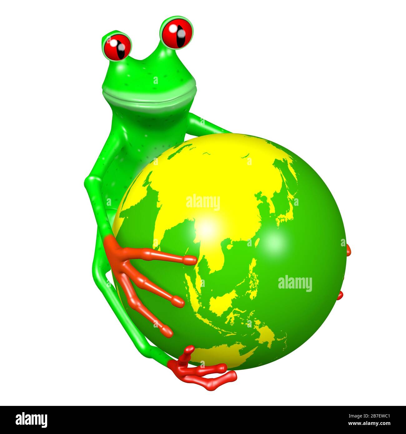 3D cartoon frog and an Earth - great for topics like environment, nature,  ecology etc Stock Photo - Alamy