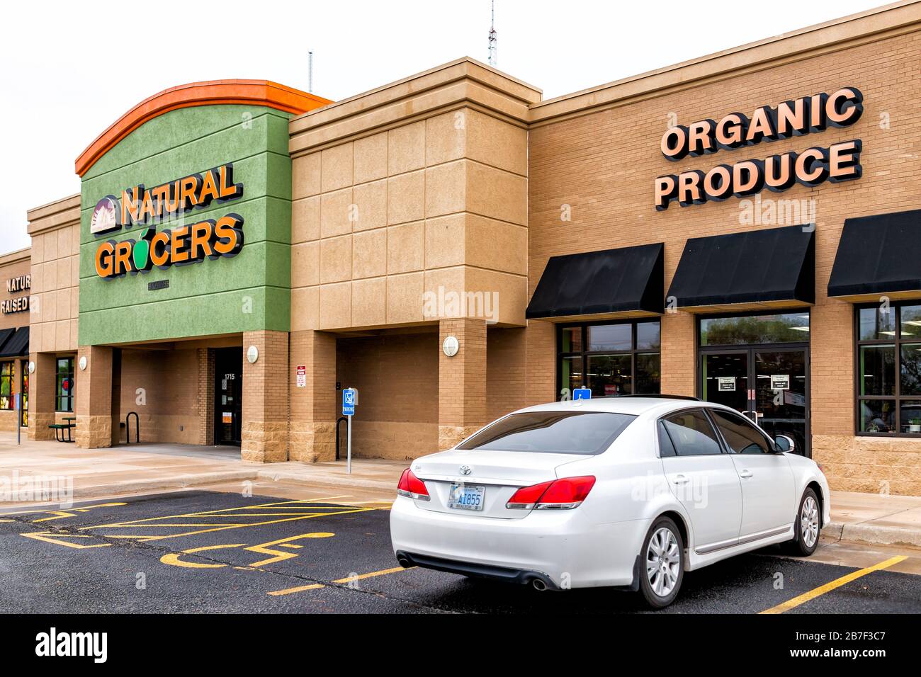 Wichita, USA October 15, 2019 Parking lot entrance with sign to