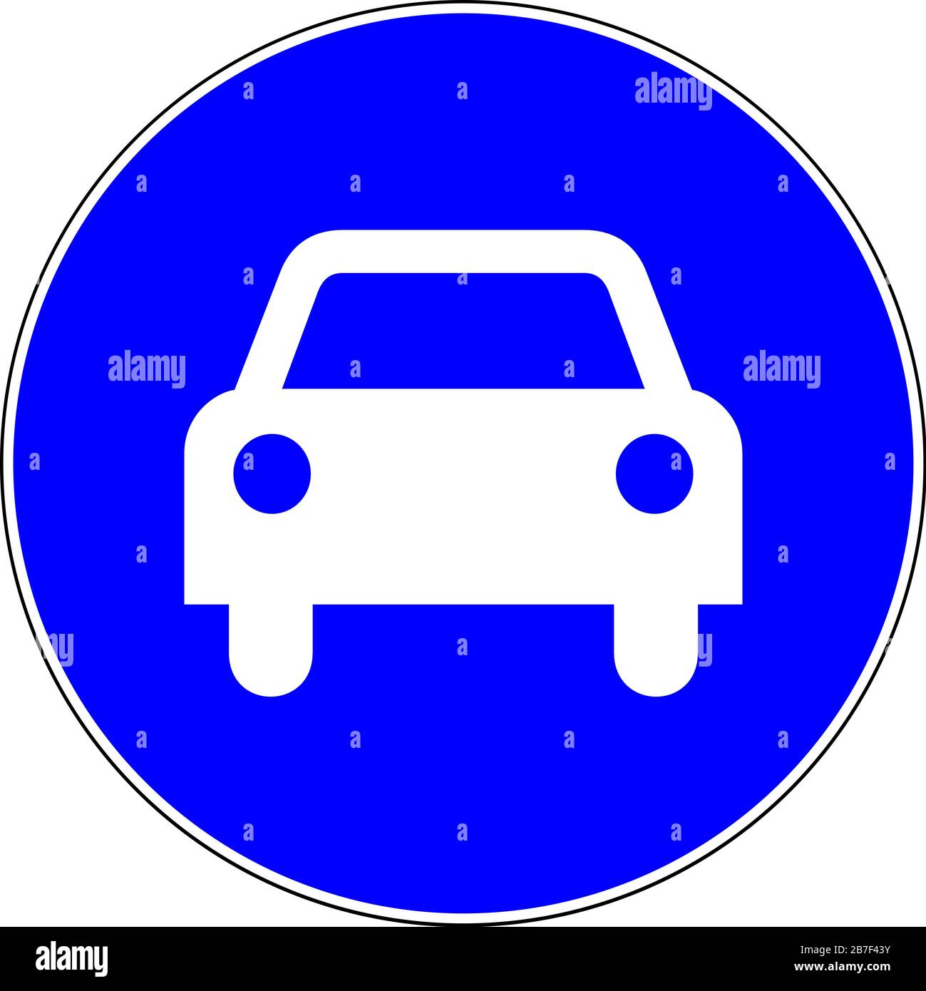 Cars allowed blue sign on white background Stock Photo - Alamy
