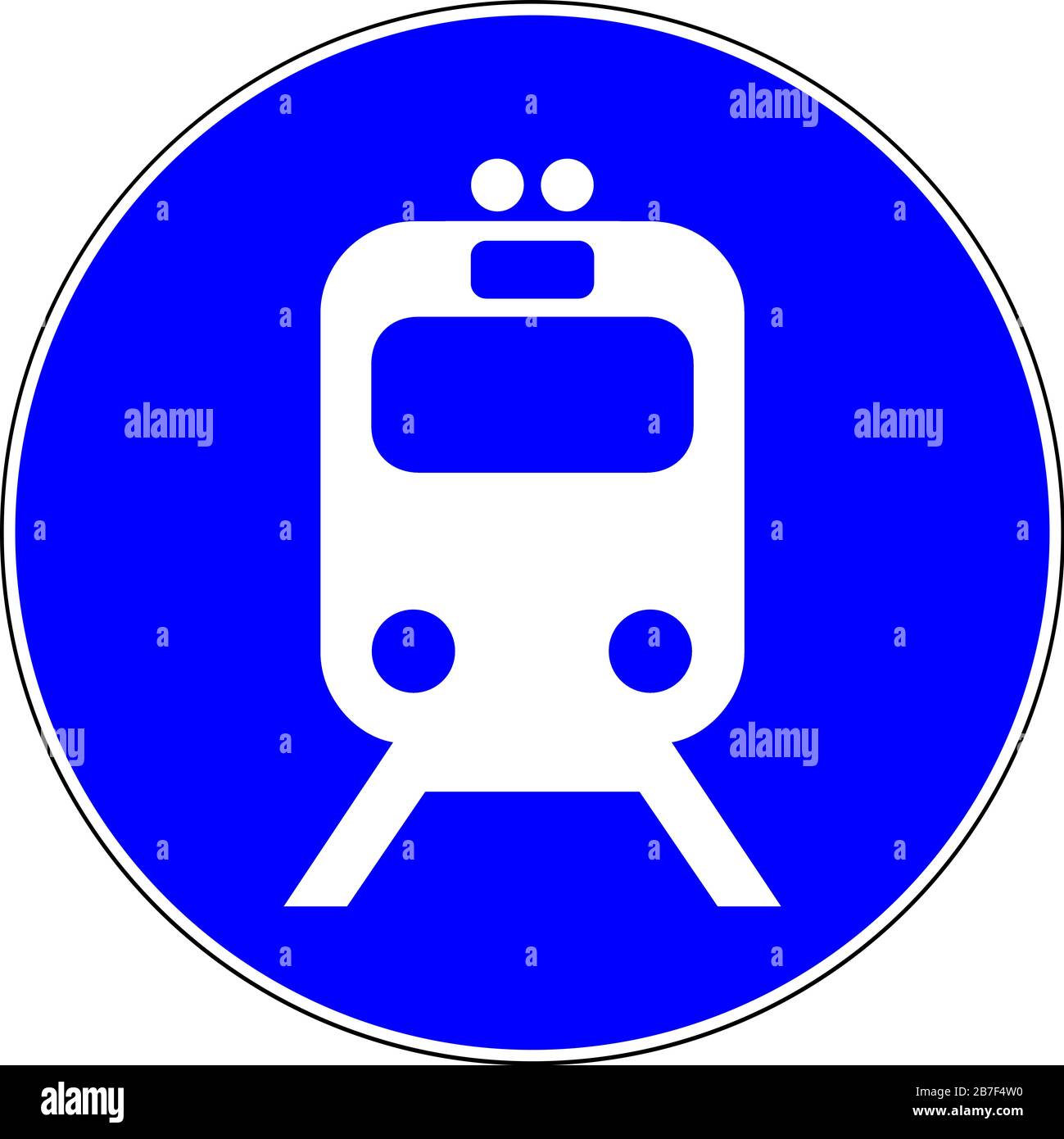Train allowed blue road sign Stock Photo - Alamy