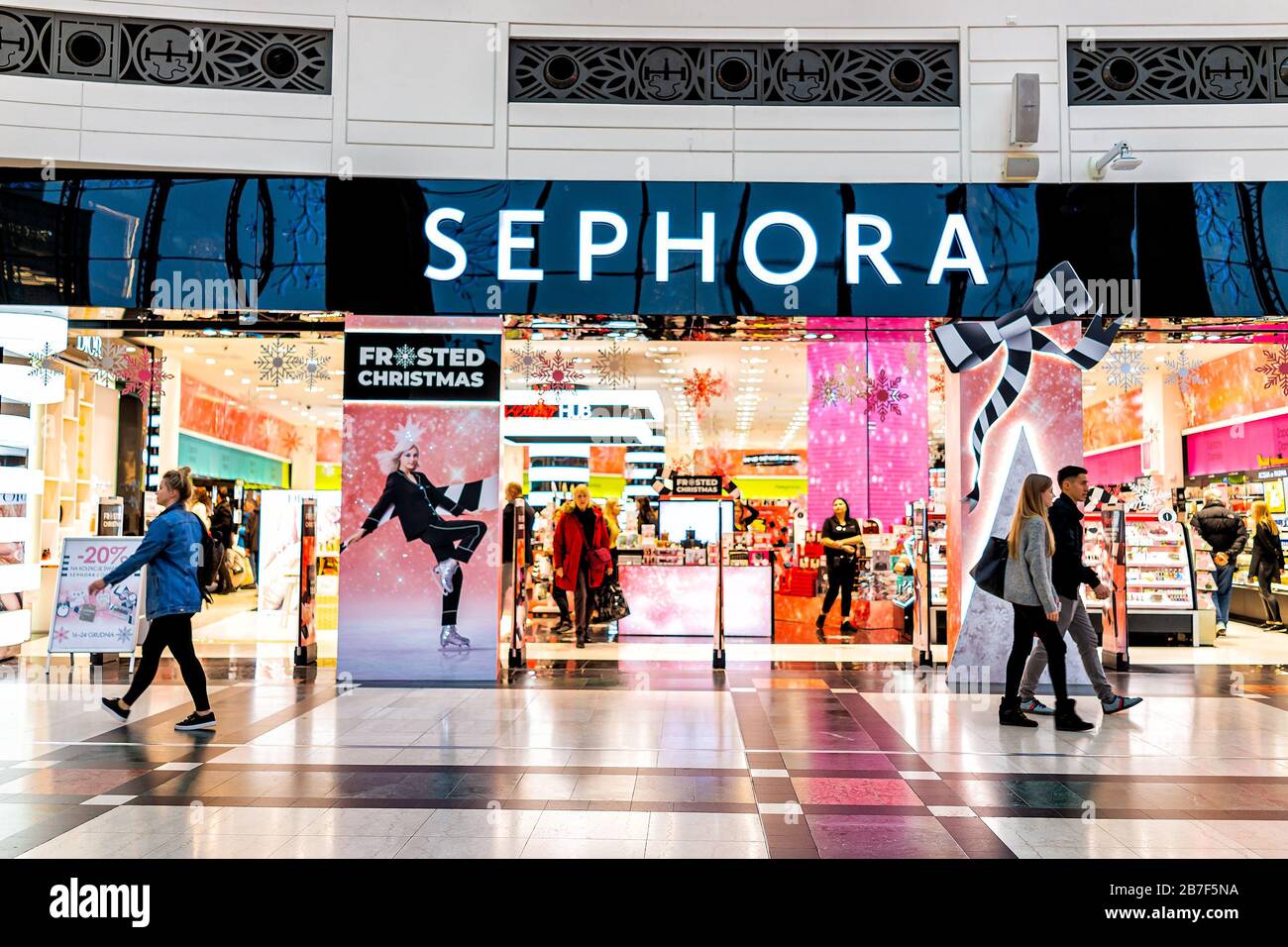Warsaw, Poland - December 23, 2019: Storefront sign of Sephora cosmetics  beauty chain store inside of Westfield Arkadia shopping mall complex with  peo Stock Photo - Alamy