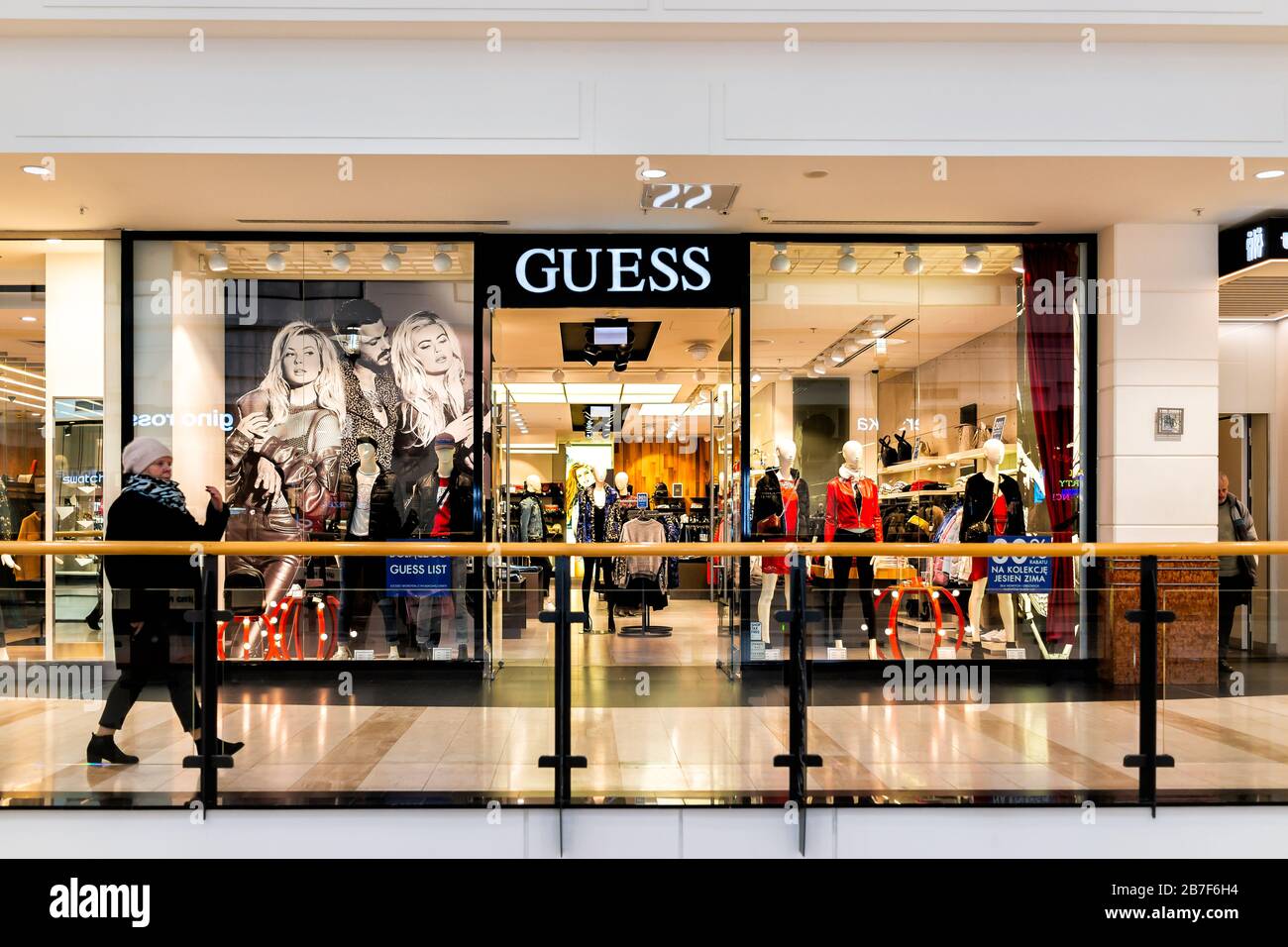 Warsaw, Poland - December 23, 2019: Storefront sign for Guess fashion ...