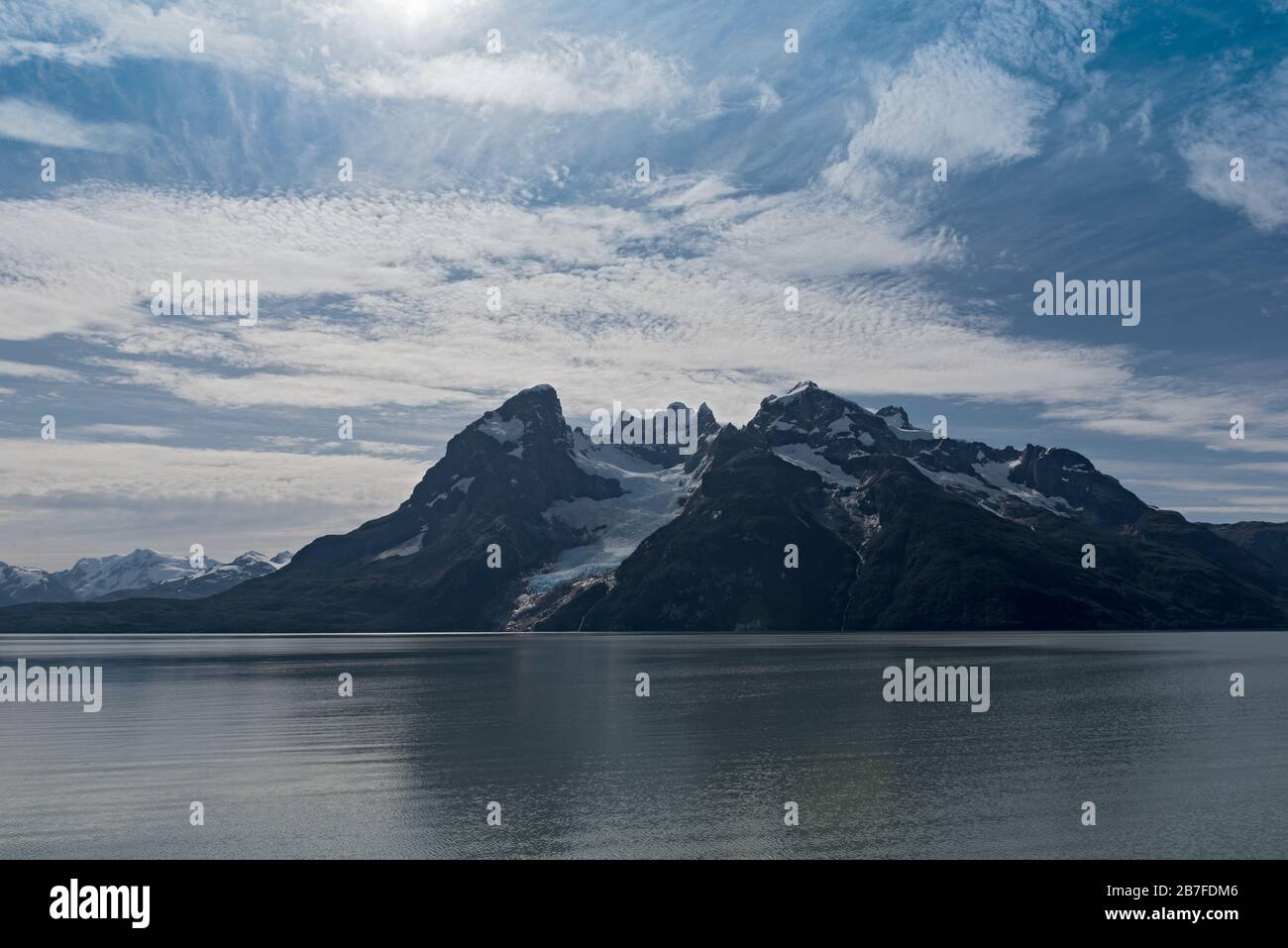 Monte Balmaceda at the north end of the Last Hope Sound, Chile Stock Photo