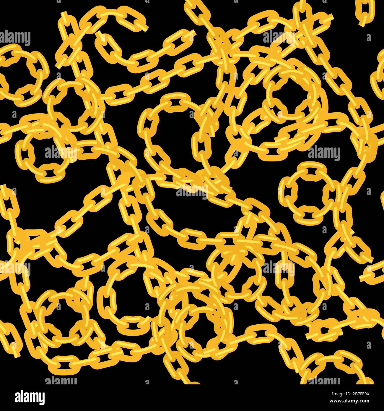 Set of Different Metal Chains Isolated on Black Background. Metallic