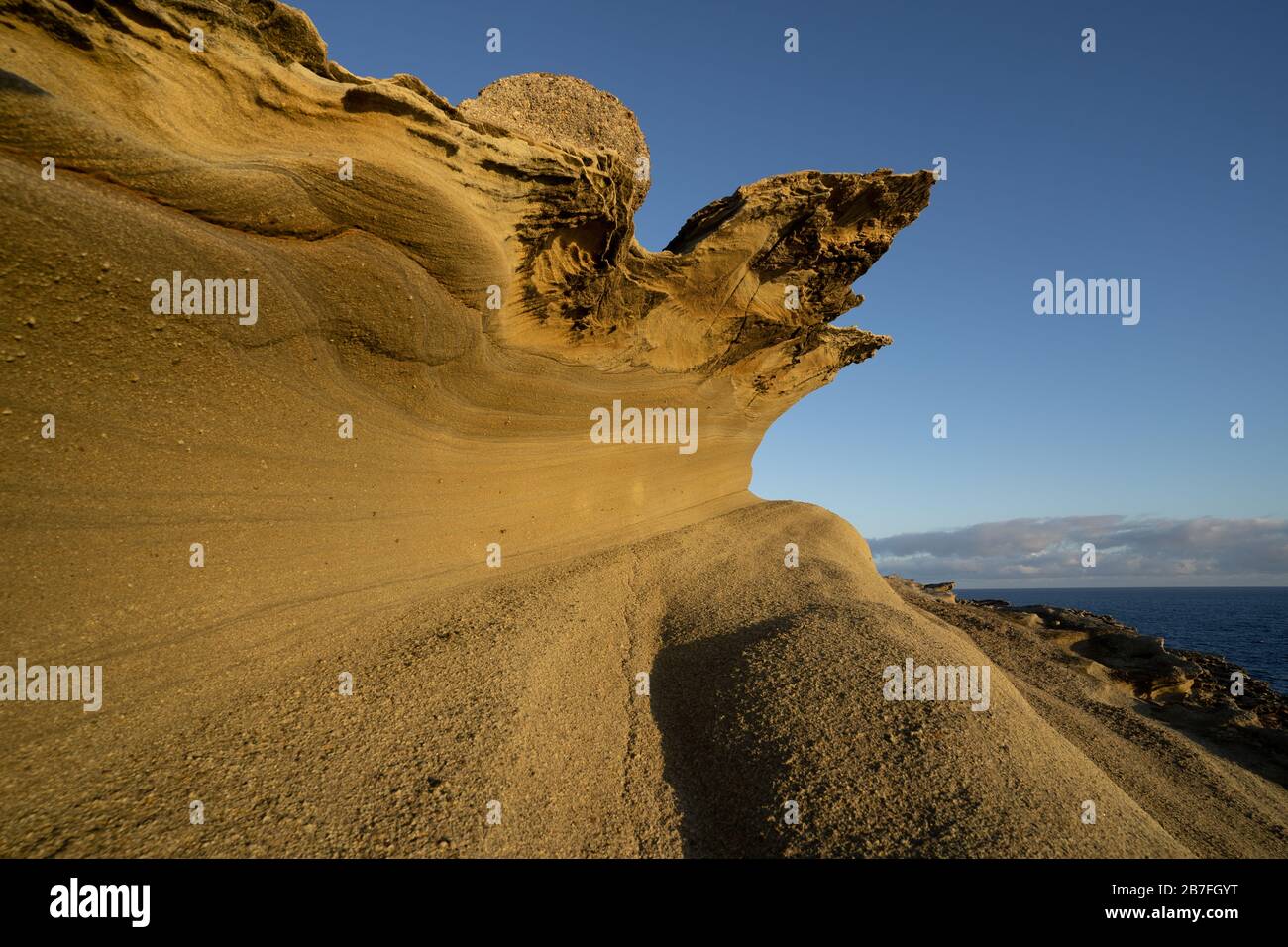 Early morning light against eroded rock formations located along the Biri Island coastline,Northern samar,Philippines Stock Photo
