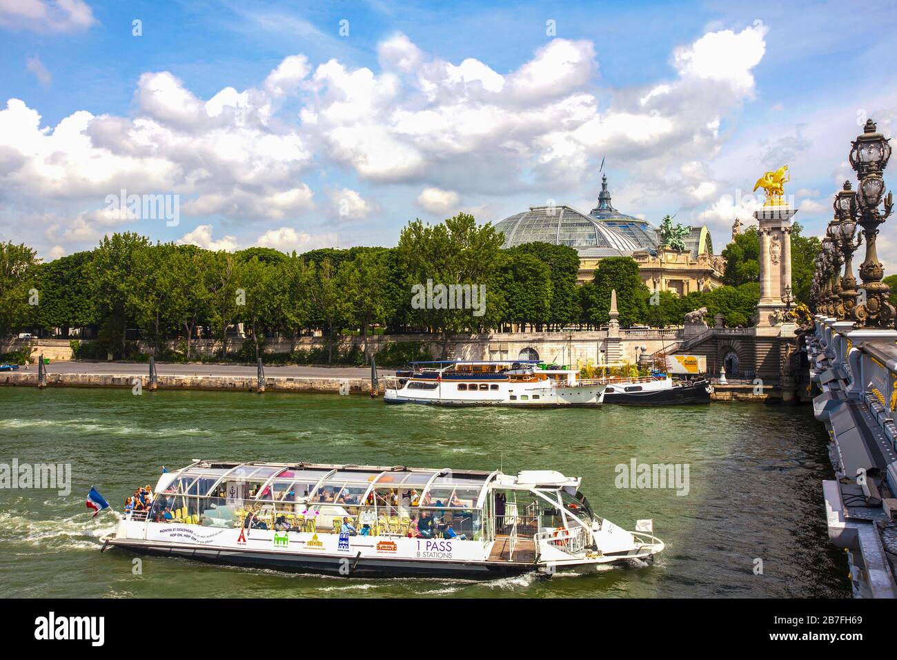 Bateaux Mouches on the Seine in Paris France Stock Photo