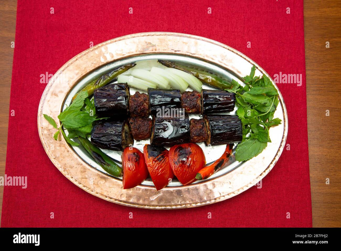 Turkish Food (aubergine kebab) stock photo Stock Photo Alamy