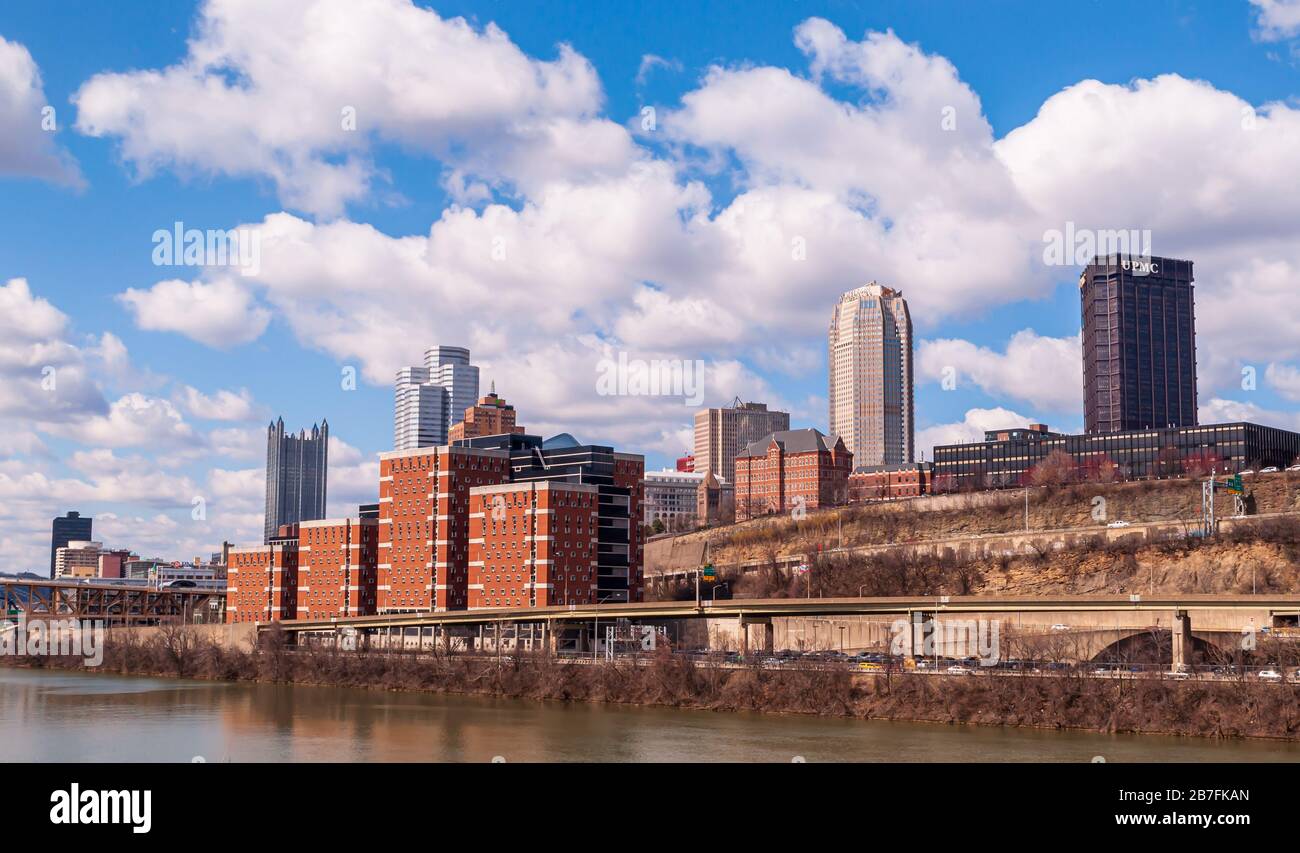 The Allegheny County Jail With Downtown Pittsburgh In The Background On