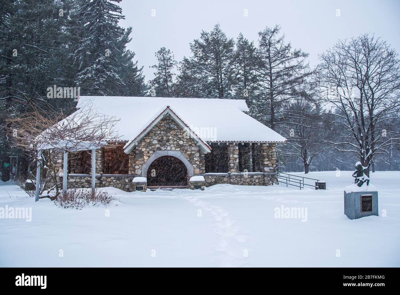 Greeley park after the snowstorm in Nashua New Hampshire USA Stock Photo