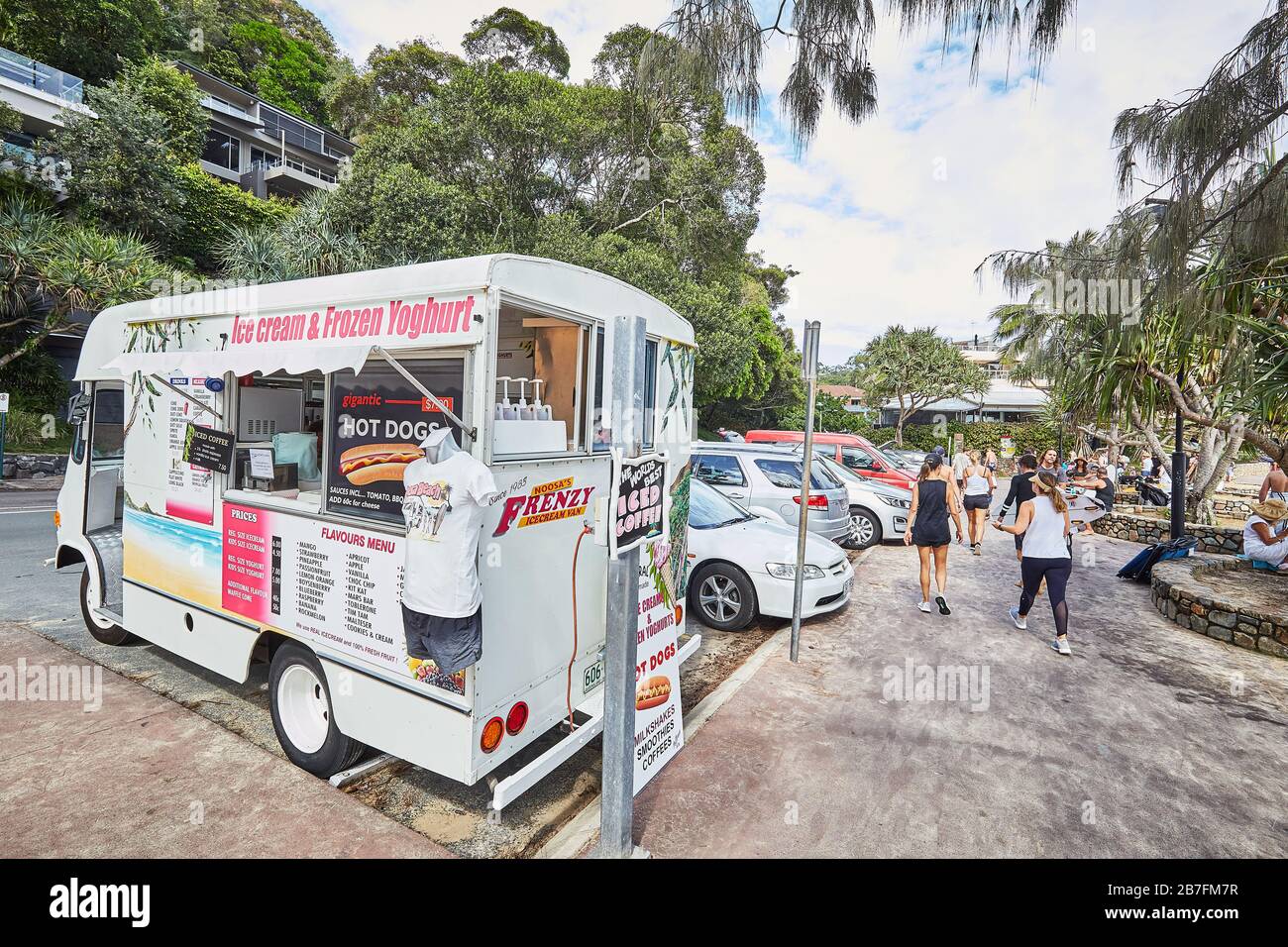 Ice cream van at Noosa Main Beach, Noosa, Queensland, Australia Stock