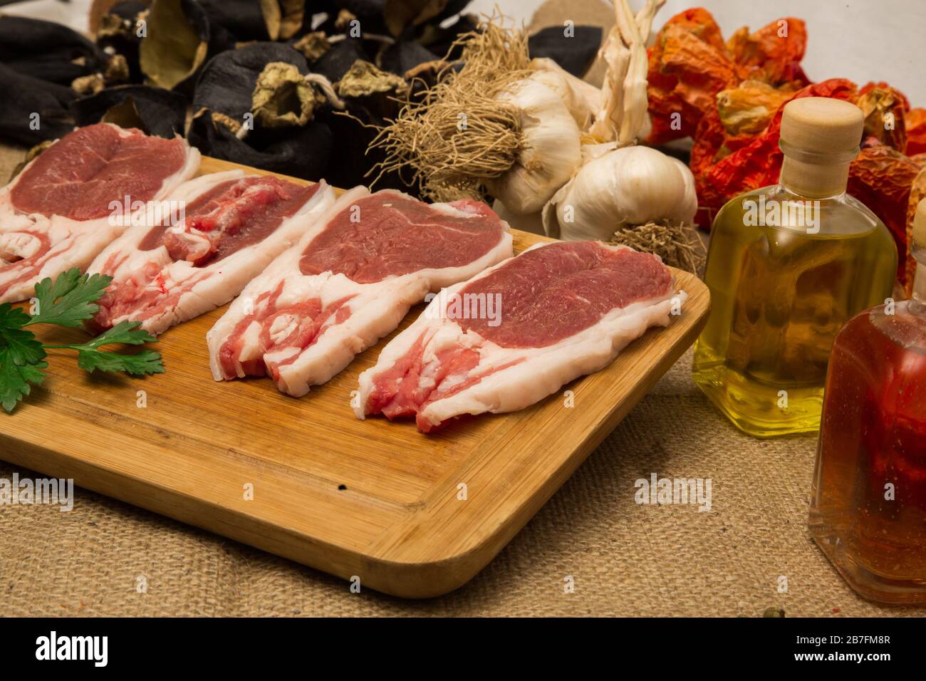 Raw meat in butcher Stock Photo Alamy