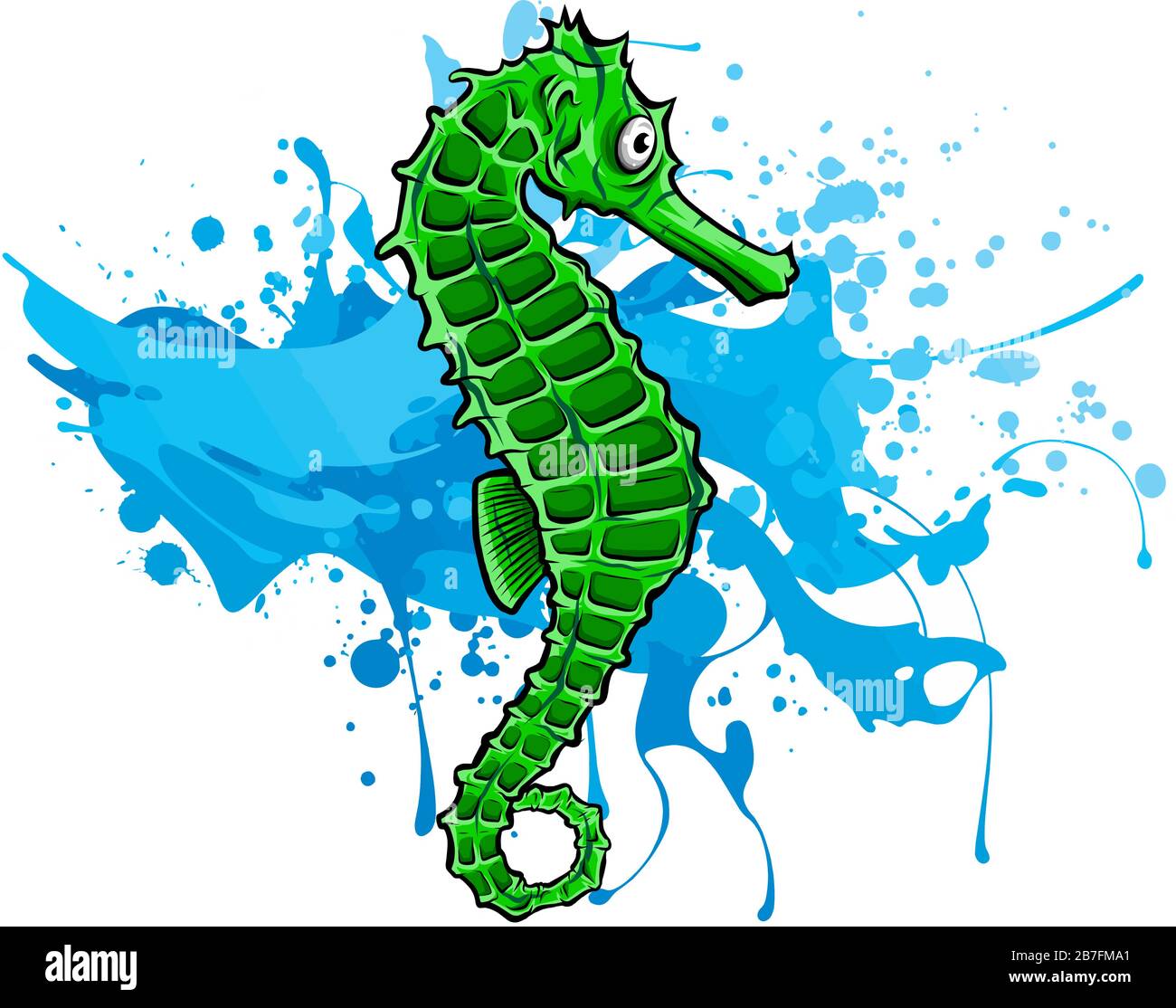 fish Sea horse green . Vector illustration image Stock Vector
