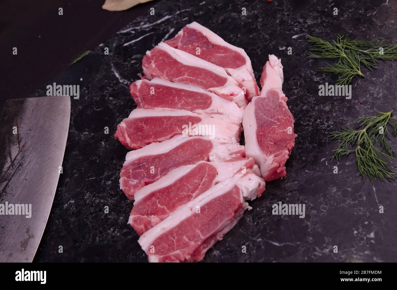 Raw meat in butcher Stock Photo Alamy