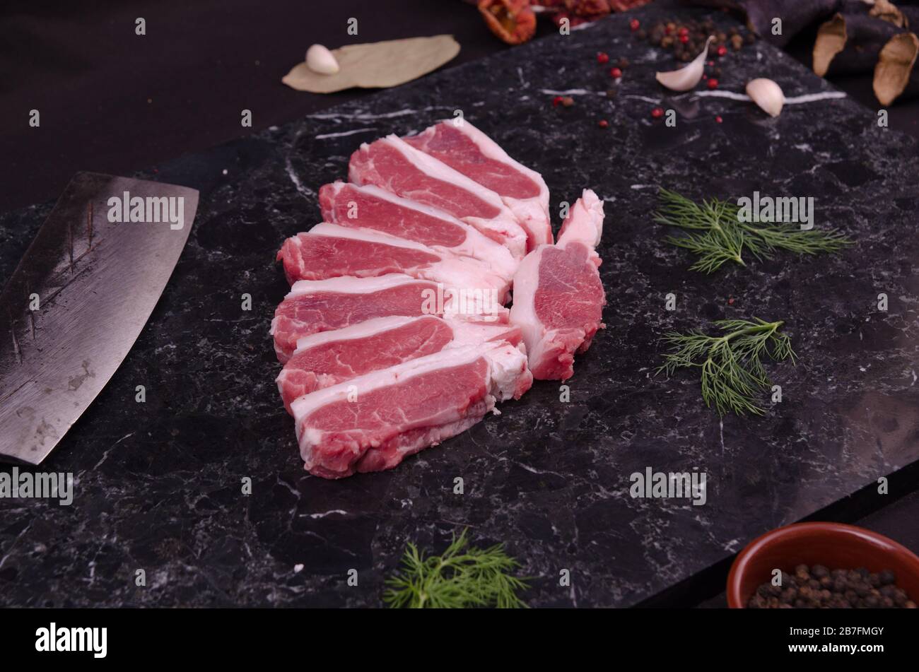 Raw meat in butcher Stock Photo Alamy