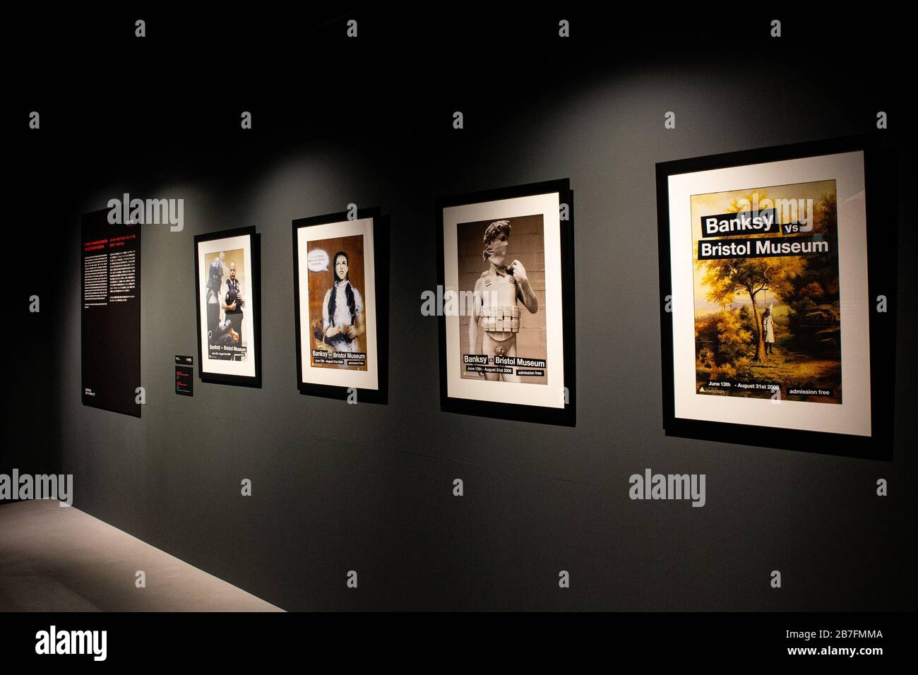 Artworks By British Artist Banksy Are Seen During A Press Preview Of The Banksy Exhibition Genius