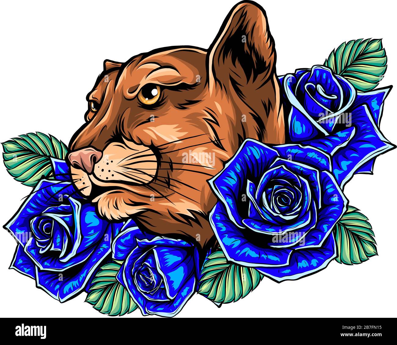 The head of a lion in a flower ornament vector Stock Vector