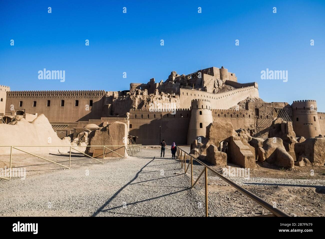 Landscape view of Arg e Bam, ruin and ancient Persian historical site. Famous travel landmark Kerman province, Iran Stock Photo