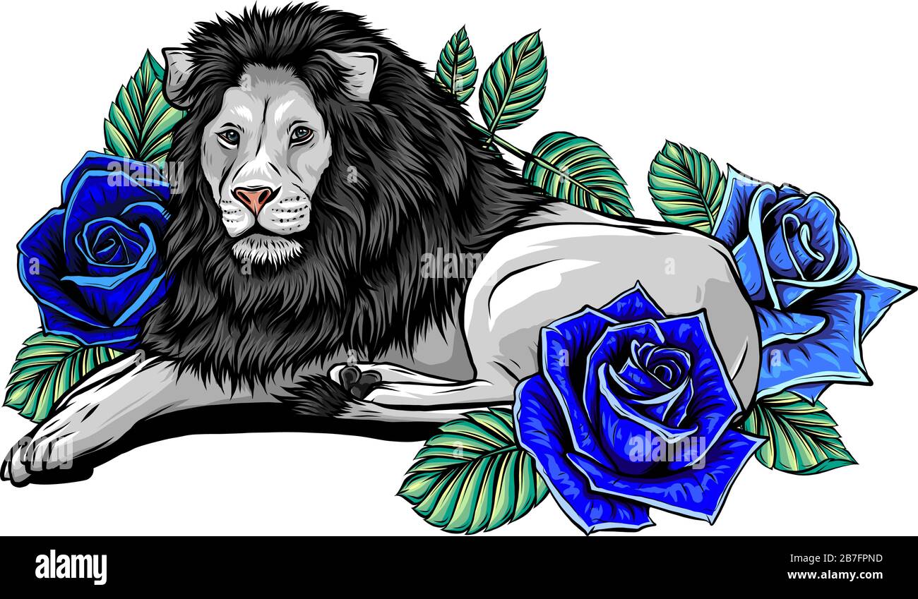 The head of a lion in a flower ornament vector Stock Vector Image & Art ...