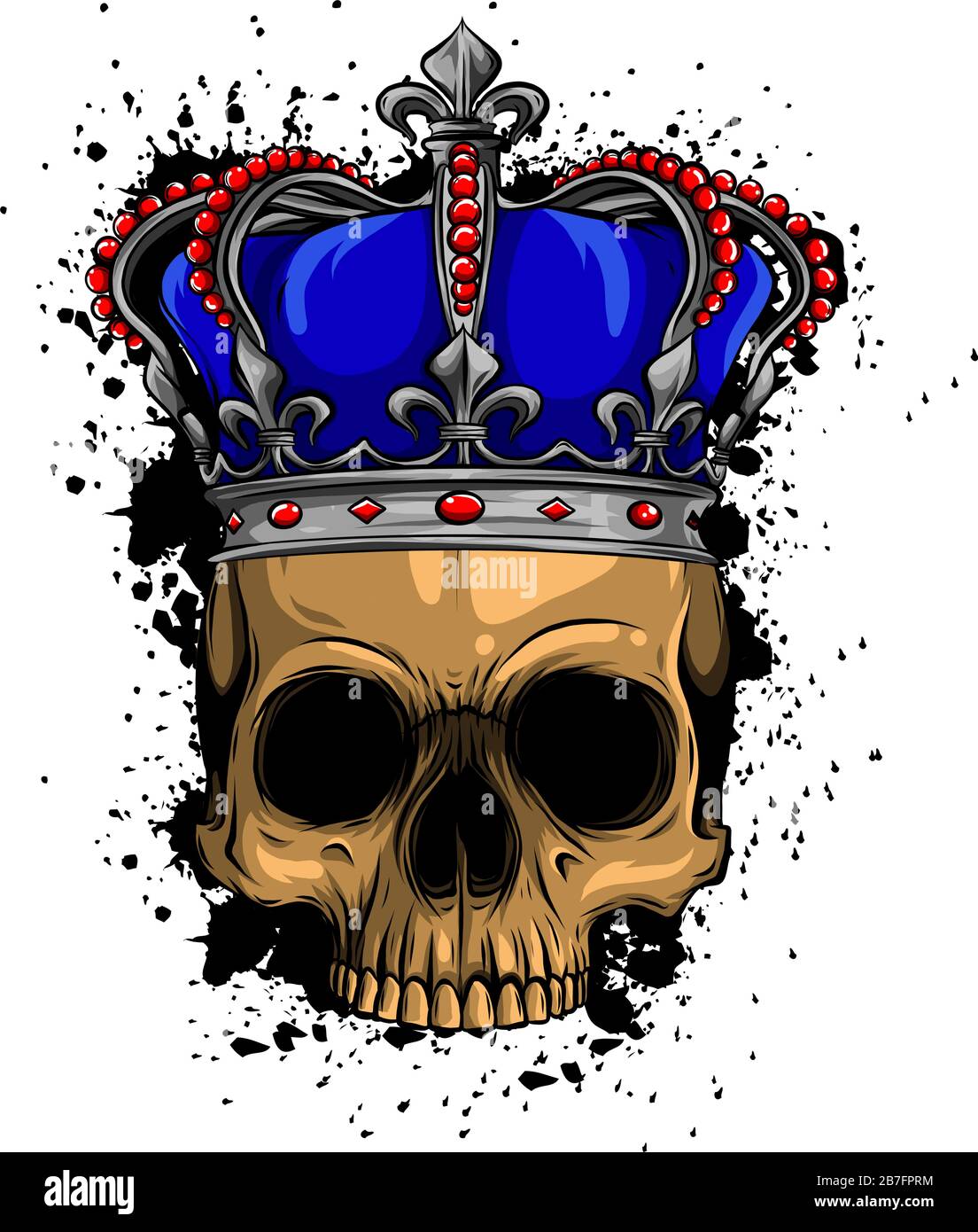 King of death. Portrait of a skull with a crown Stock Vector