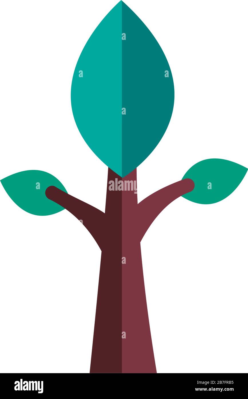 tree plant forest with leafs flat style icon Stock Vector Image & Art ...