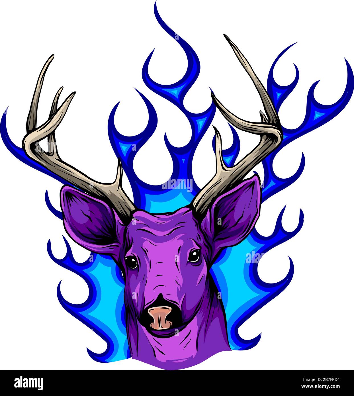 Deer horns fire logo design concept vector illustration Stock Vector