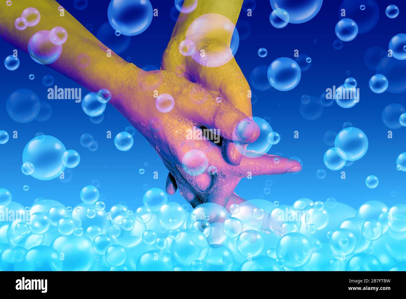 Disease prevention and hand washing hygiene using soap and water to