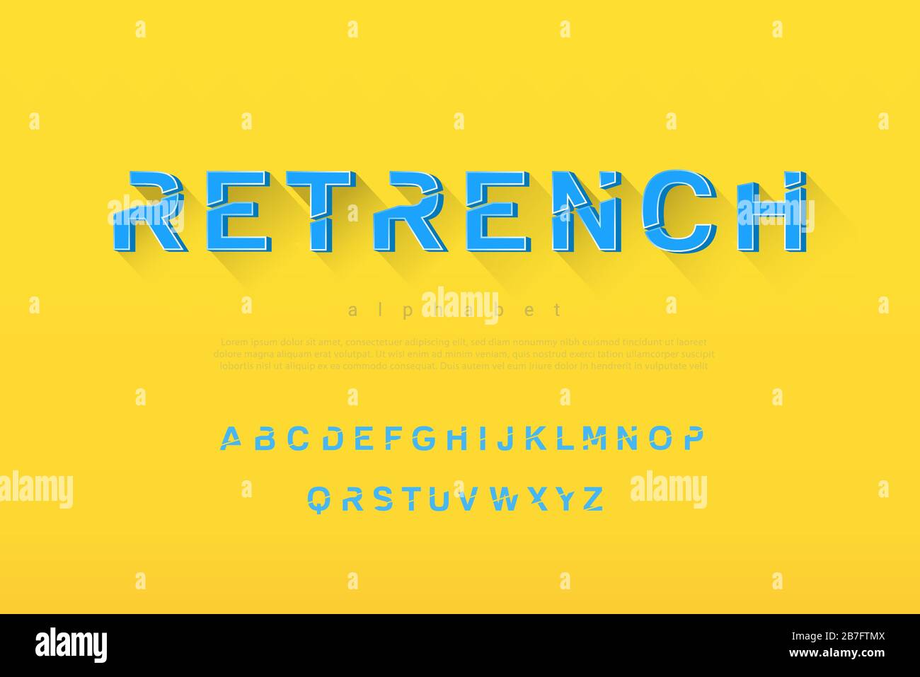 Modern creative design retrench theme alphabet font set with oblique cut lines Stock Vector