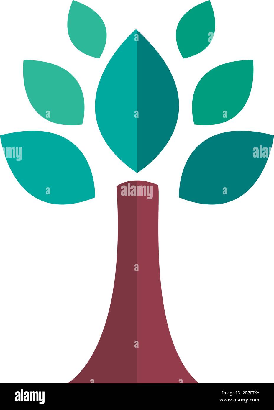 tree plant forest with leafs flat style icon Stock Vector Image & Art ...