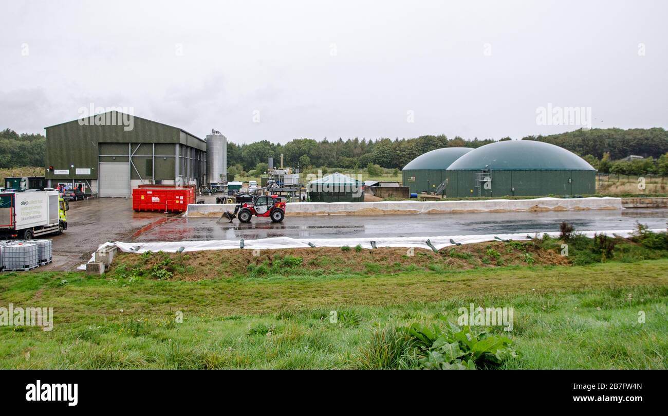 Basingstoke, UK - September 23, 2019:  View of Barfoot Energy Projects plant which produces biofuel from waste food.  Rainy day in Hampshire. Stock Photo