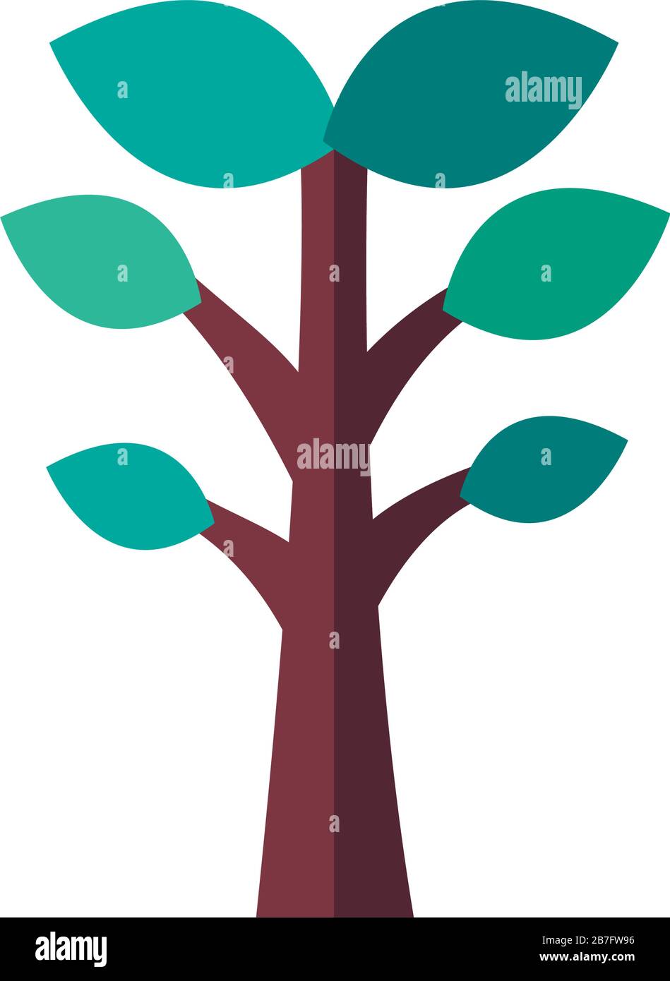 tree plant forest with leafs flat style icon Stock Vector Image & Art ...