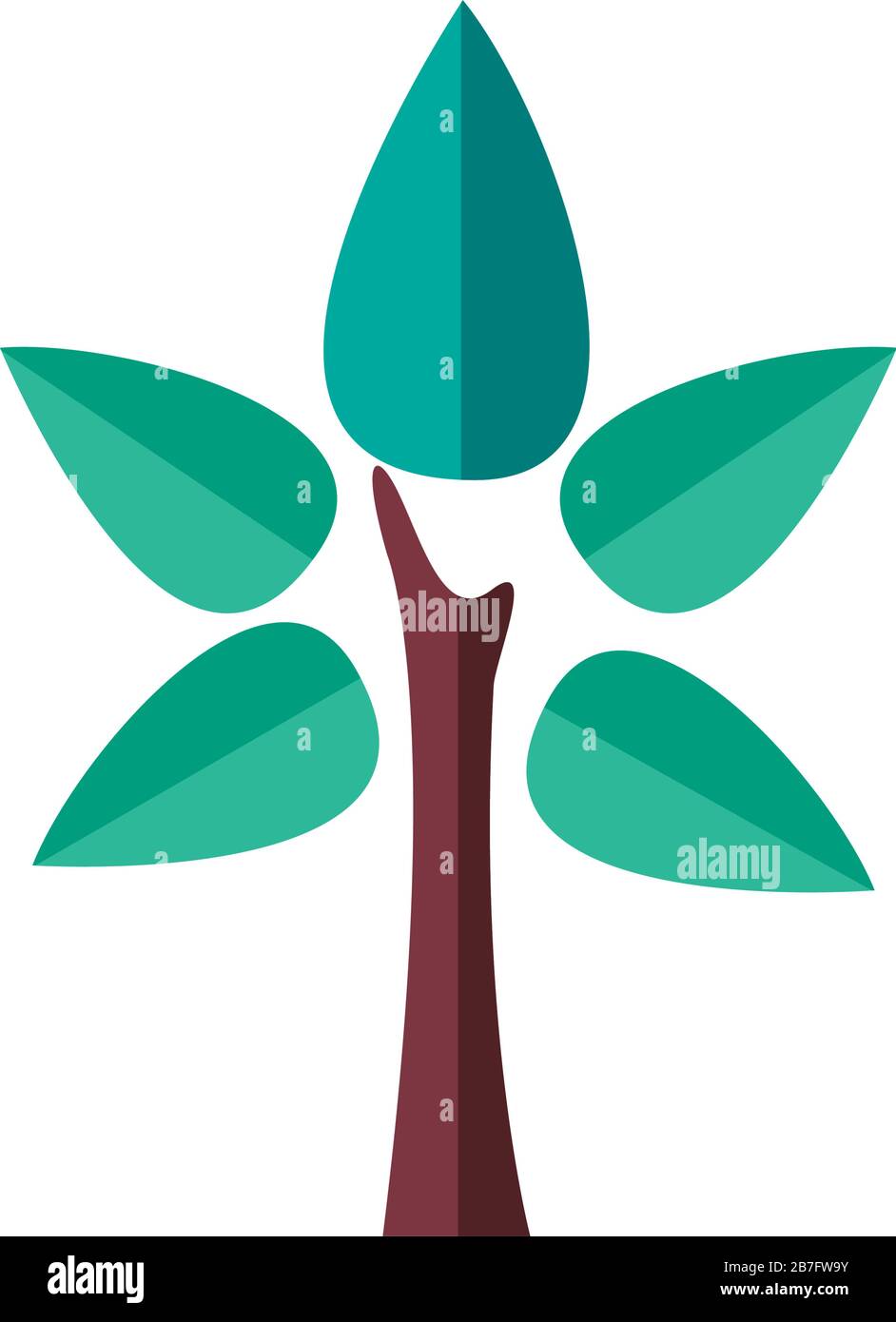 tree plant forest with leafs flat style icon Stock Vector Image & Art ...