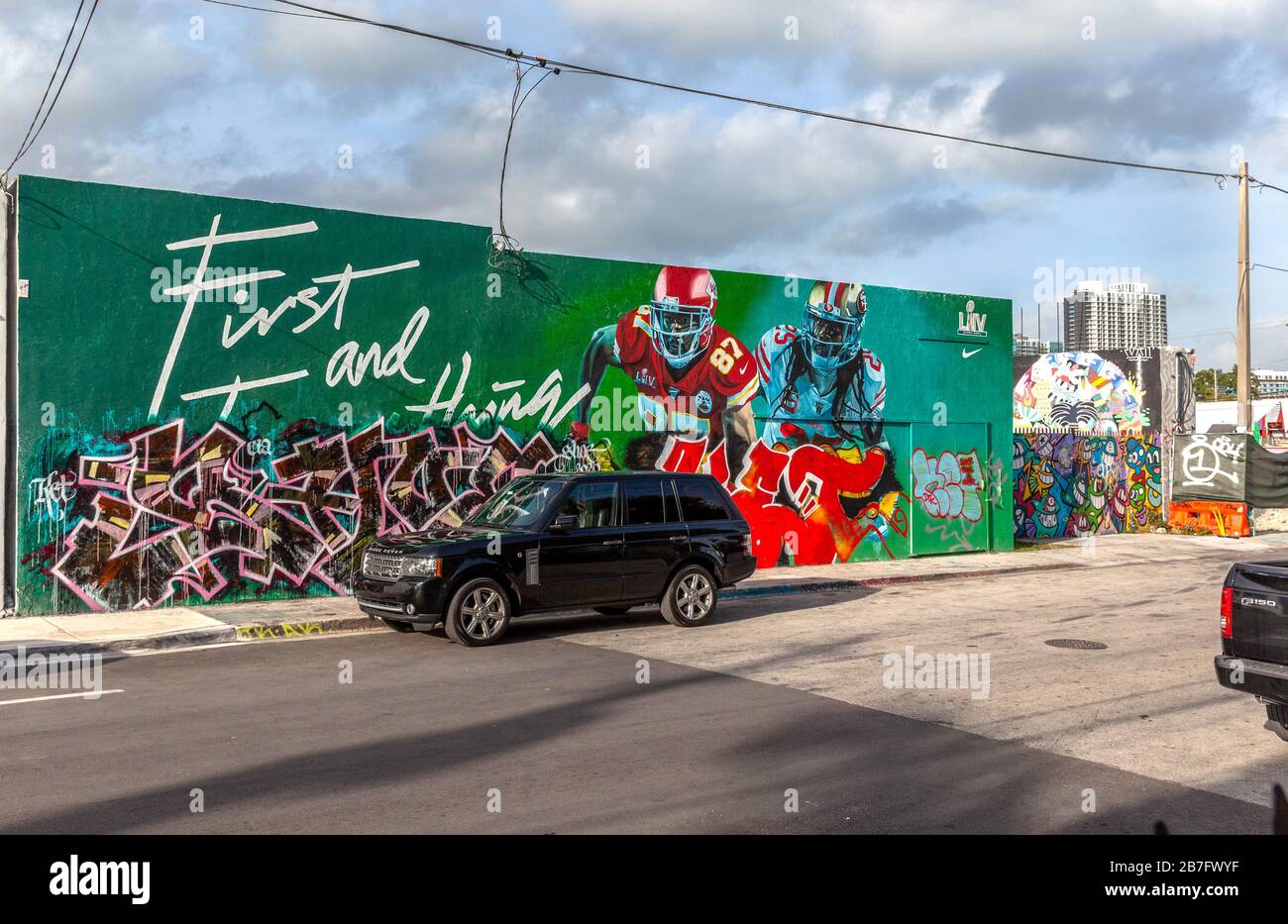 Wynwood Art District street scene, Wynwood neighborhood, Miami, Florida, USA. Stock Photo