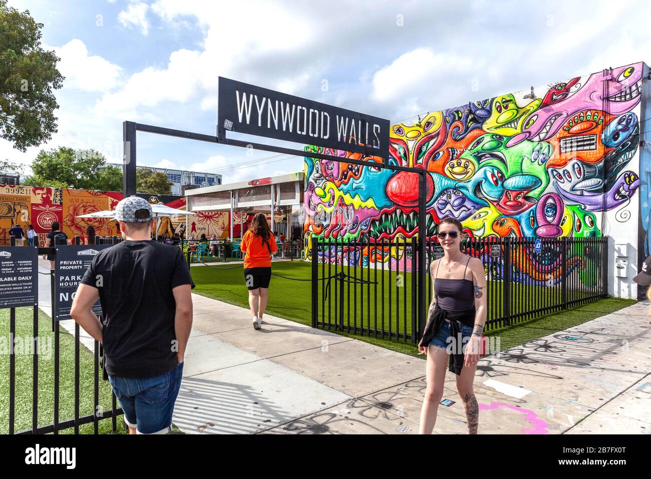 Visitors at the Wynwood Walls main entrance, Wynwood Art District, Miami,  Florida, UK Stock Photo - Alamy